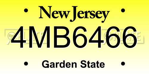 4MB6466 New Jersey License Plate