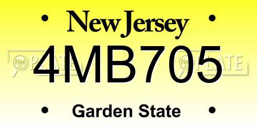 4MB705 New Jersey License Plate