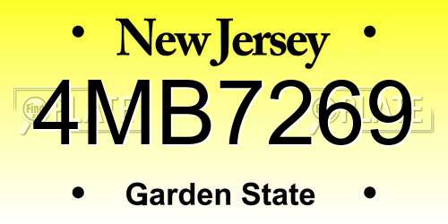 4MB7269 New Jersey License Plate