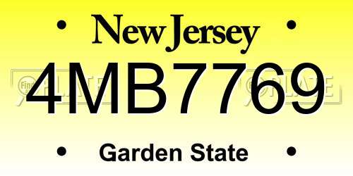 4MB7769 New Jersey License Plate