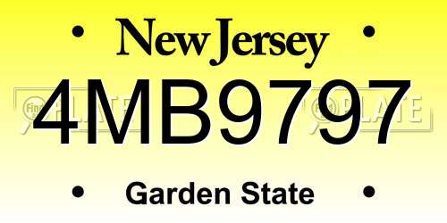 4MB9797 New Jersey License Plate