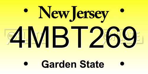 4MBT269 New Jersey License Plate
