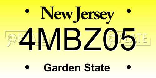 4MBZ05 New Jersey License Plate