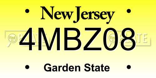 4MBZ08 New Jersey License Plate