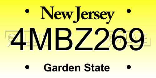4MBZ269 New Jersey License Plate