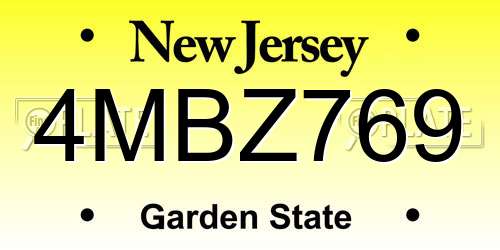 4MBZ769 New Jersey License Plate