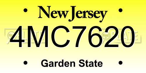 4MC7620 New Jersey License Plate