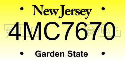 4MC7670 New Jersey License Plate
