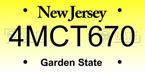 4MCT670 New Jersey License Plate