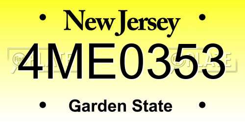 4ME0353 New Jersey License Plate