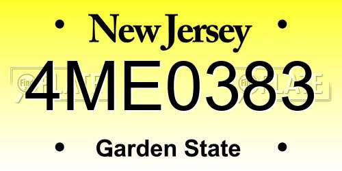 4ME0383 New Jersey License Plate