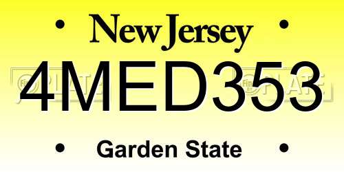 4MED353 New Jersey License Plate