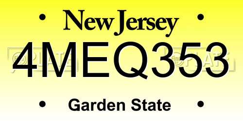 4MEQ353 New Jersey License Plate