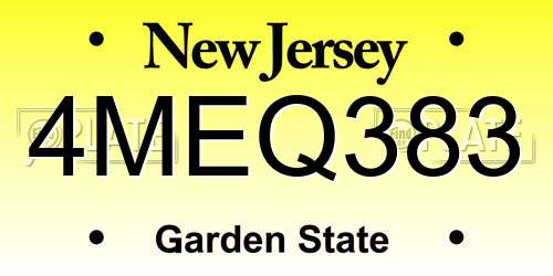4MEQ383 New Jersey License Plate