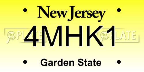 4MHK1 New Jersey License Plate