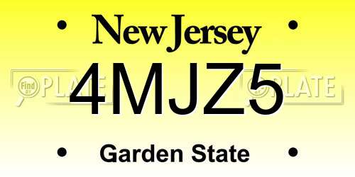 4MJZ5 New Jersey License Plate