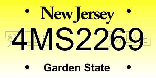 4MS2269 New Jersey License Plate