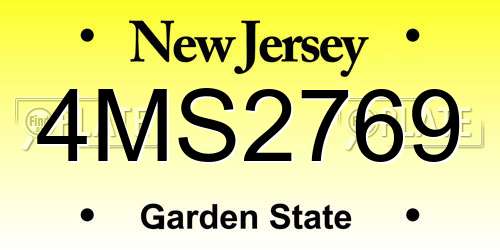 4MS2769 New Jersey License Plate