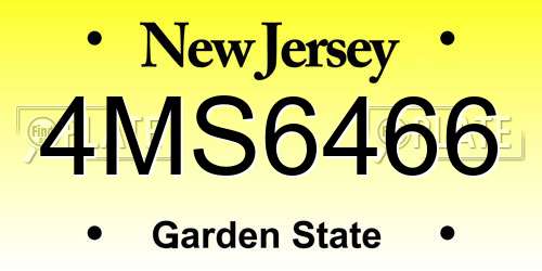 4MS6466 New Jersey License Plate