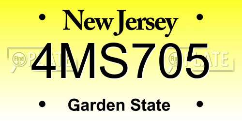 4MS705 New Jersey License Plate