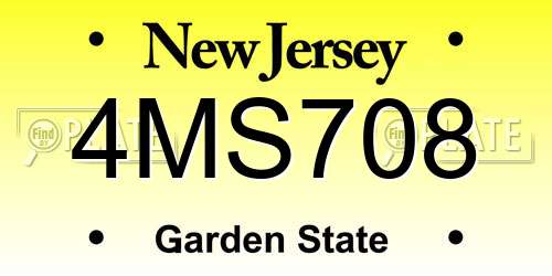 4MS708 New Jersey License Plate