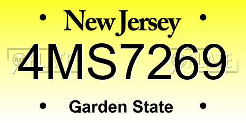 4MS7269 New Jersey License Plate