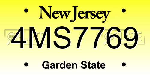 4MS7769 New Jersey License Plate