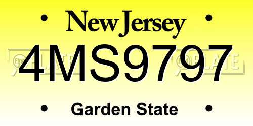 4MS9797 New Jersey License Plate