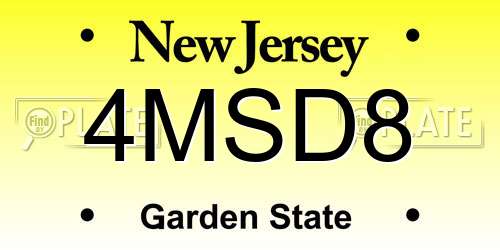 4MSD8 New Jersey License Plate