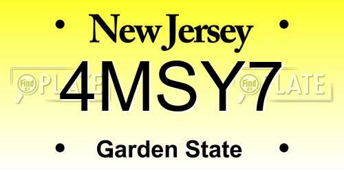 4MSY7 New Jersey License Plate