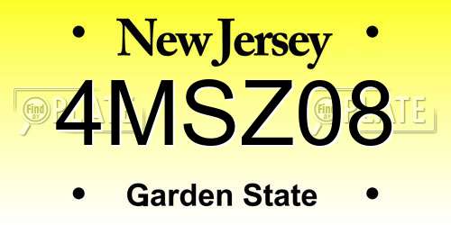 4MSZ08 New Jersey License Plate