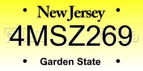 4MSZ269 New Jersey License Plate