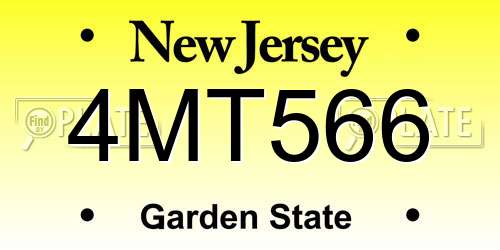 4MT566 New Jersey License Plate