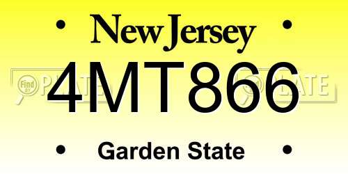 4MT866 New Jersey License Plate