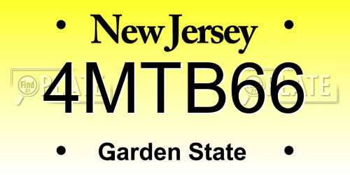 4MTB66 New Jersey License Plate