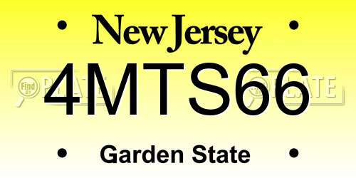 4MTS66 New Jersey License Plate