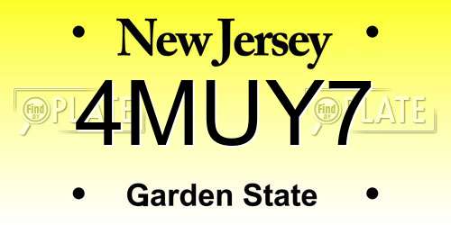 4MUY7 New Jersey License Plate