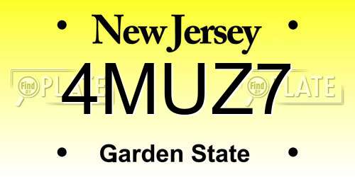 4MUZ7 New Jersey License Plate