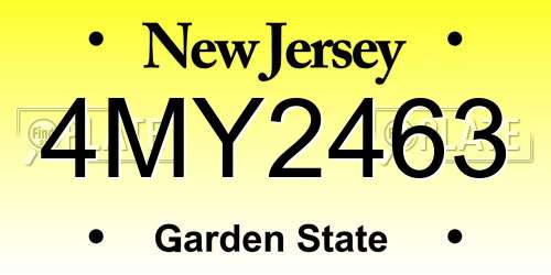 4MY2463 New Jersey License Plate