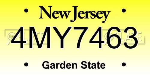 4MY7463 New Jersey License Plate