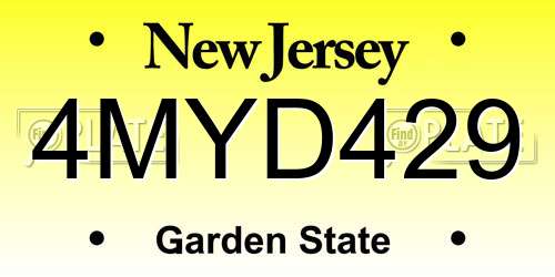4MYD429 New Jersey License Plate
