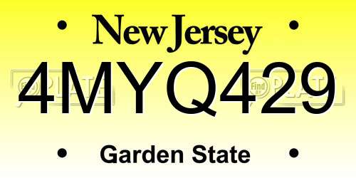 4MYQ429 New Jersey License Plate