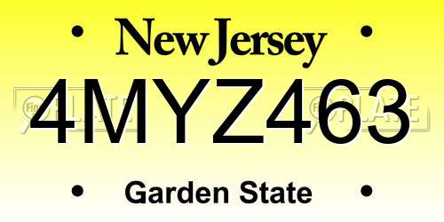 4MYZ463 New Jersey License Plate