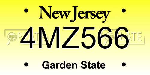 4MZ566 New Jersey License Plate