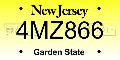 4MZ866 New Jersey License Plate