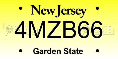 4MZB66 New Jersey License Plate