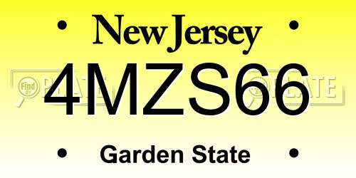 4MZS66 New Jersey License Plate
