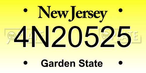 4N20525 New Jersey License Plate