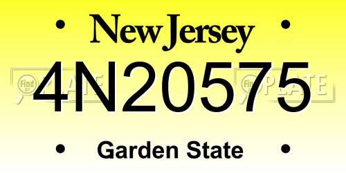 4N20575 New Jersey License Plate