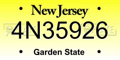 4N35926 New Jersey License Plate
